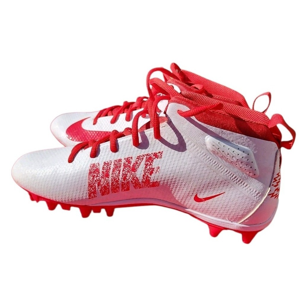 NIKE Alpha‎ Huarache Seven Cleats Football Soccer White Red BQ4183-107 Size 10.5